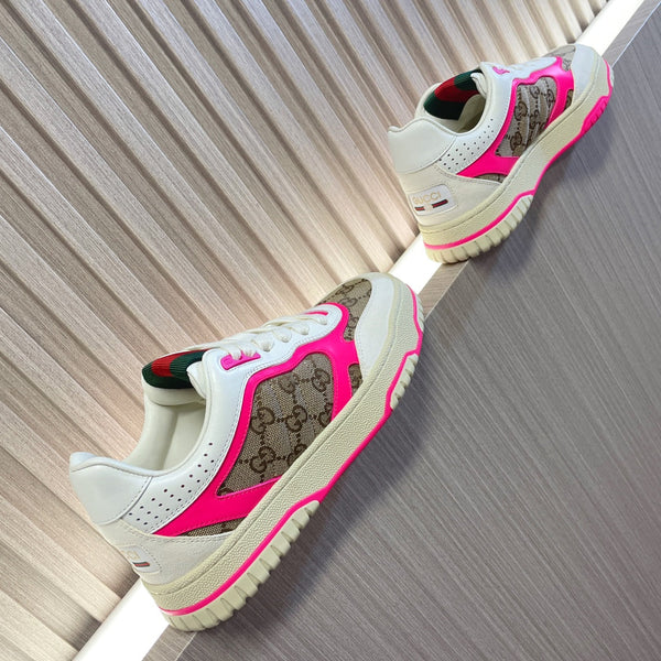 Sneakers GG Retro per coppie bianche rosa shocking