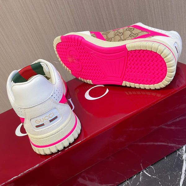 Sneakers GG Retro per coppie bianche rosa shocking