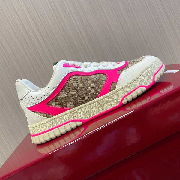 Sneakers GG Retro per coppie bianche rosa shocking