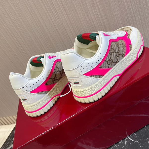 Sneakers GG Retro per coppie bianche rosa shocking