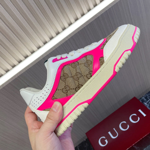 Sneakers GG Retro per coppie bianche rosa shocking