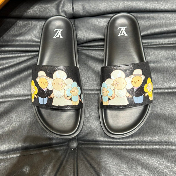 LV SLIPPERS IN BLACK MONOGRAM CALFSKIN