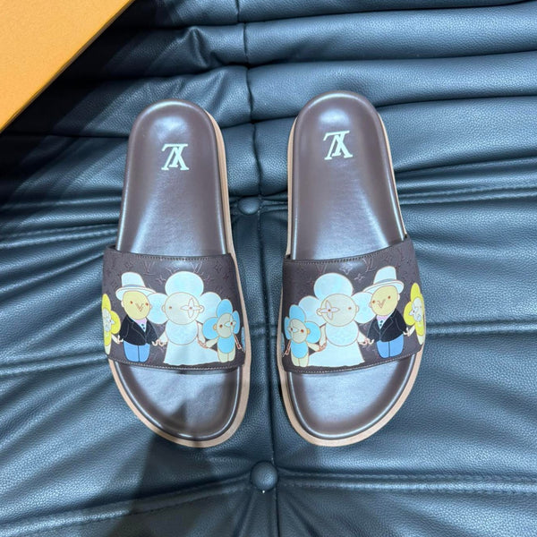 LV SLIPPERS IN CHOCOLATE BROWN MONOGRAM CALFSKIN