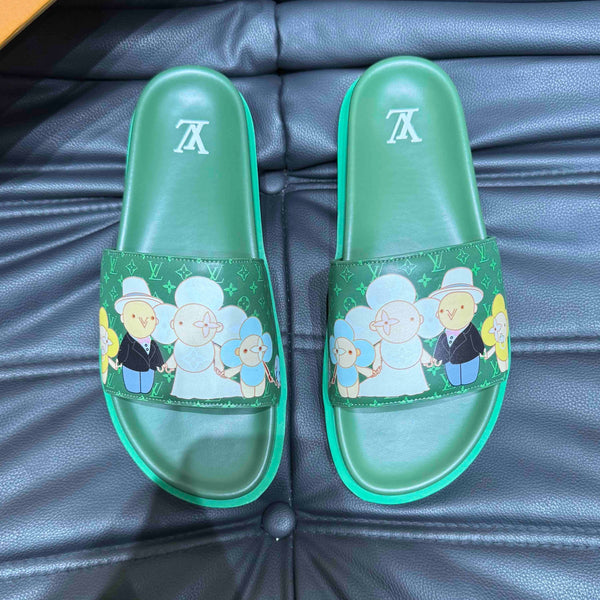 LV SLIPPERS IN SEA GREEN MONOGRAM CALFSKIN