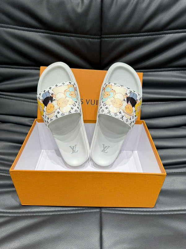 LV SLIPPERS IN WHITE MONOGRAM CALFSKIN