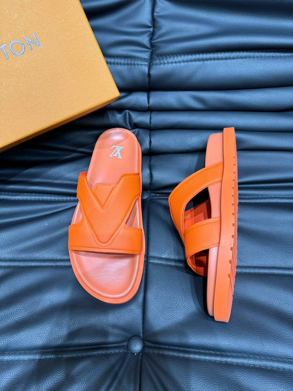 LV OASIS MULE IN CARROT ORANGE CALFSKIN