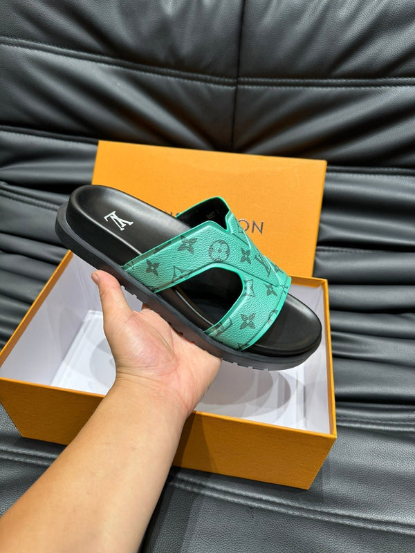 LV OASIS MULE IN SEA GREEN MONOGRAM CALFSKIN