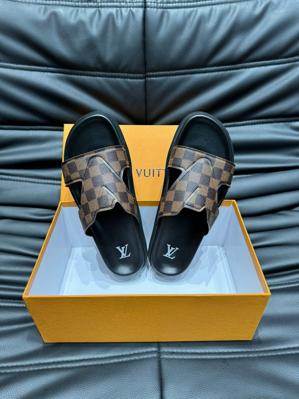 LV OASIS MULE IN PELLE DI VITELLO DAMIER MARRONE CIOCCOLATO