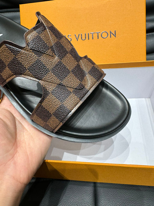 LV OASIS MULE IN PELLE DI VITELLO DAMIER MARRONE CIOCCOLATO