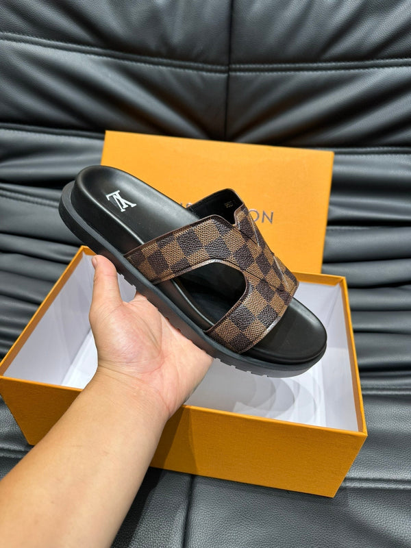 LV OASIS MULE IN PELLE DI VITELLO DAMIER MARRONE CIOCCOLATO