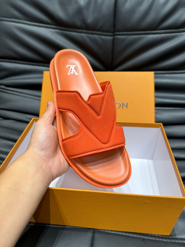 LV OASIS MULE IN CARROT ORANGE SUEDE CALFSKIN