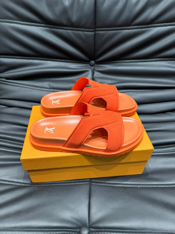 LV OASIS MULE IN CARROT ORANGE SUEDE CALFSKIN