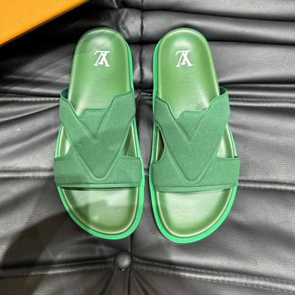 LV OASIS MULE IN DARK GREEN SUEDE CALFSKIN