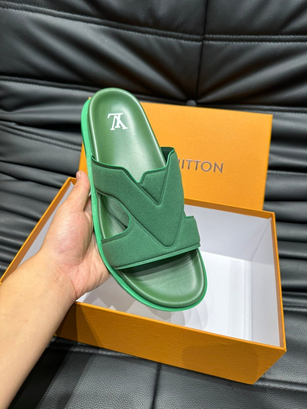 LV OASIS MULE IN DARK GREEN SUEDE CALFSKIN