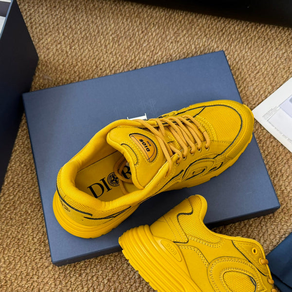 CD And Stone Island B30 Sneaker Yellow Cowhide And Polyester Mesh Fabric