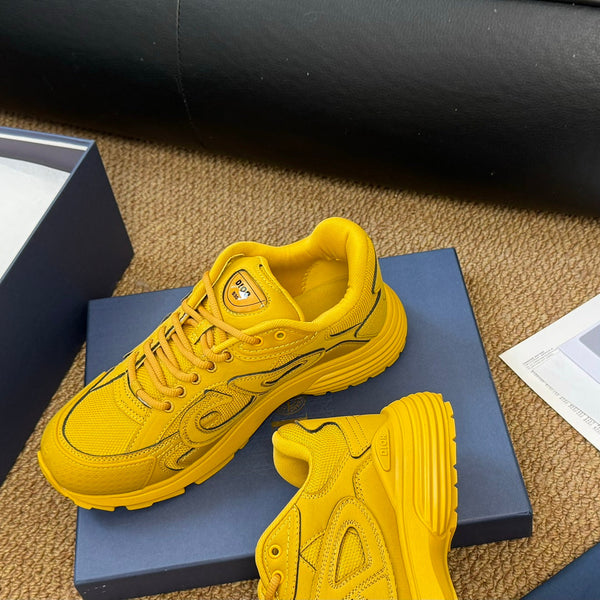 CD And Stone Island B30 Sneaker Yellow Cowhide And Polyester Mesh Fabric
