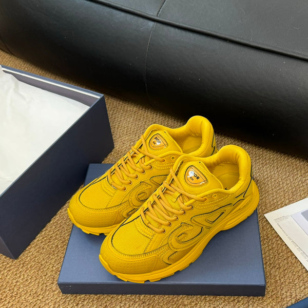 CD And Stone Island B30 Sneaker Yellow Cowhide And Polyester Mesh Fabric