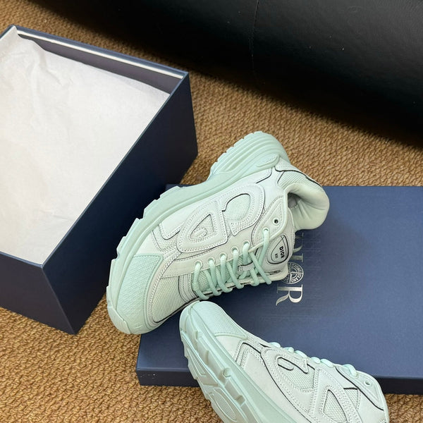 CD And Stone Island B30 Sneaker Light Turquoise Cowhide And Polyester Mesh Fabric