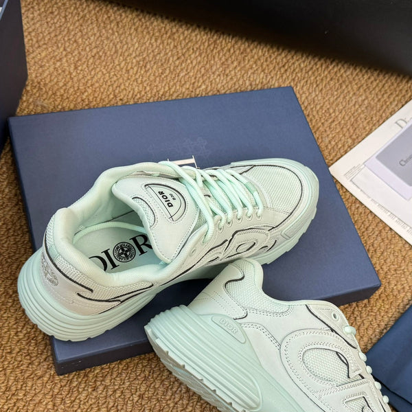 CD And Stone Island B30 Sneaker Light Turquoise Cowhide And Polyester Mesh Fabric