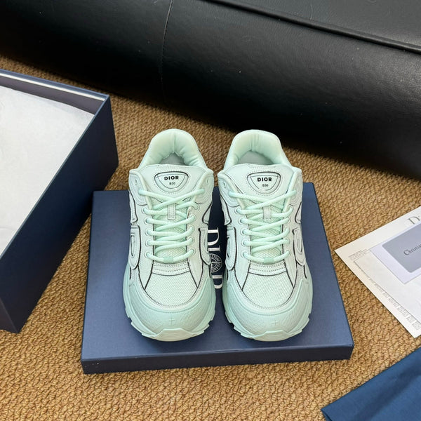 CD And Stone Island B30 Sneaker Light Turquoise Cowhide And Polyester Mesh Fabric