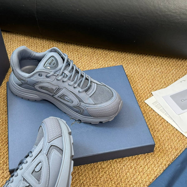 CD And Stone Island B30 Sneaker Blue Grey Cowhide And Polyester Mesh Fabric