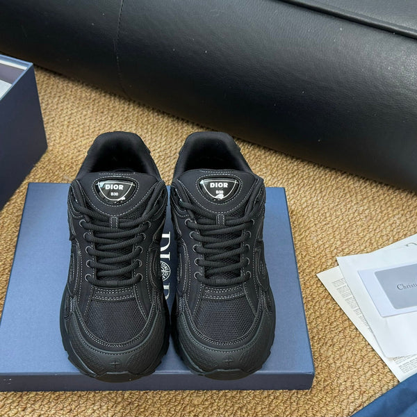 CD And Stone Island B30 Sneaker Black Cowhide And Polyester Mesh Fabric