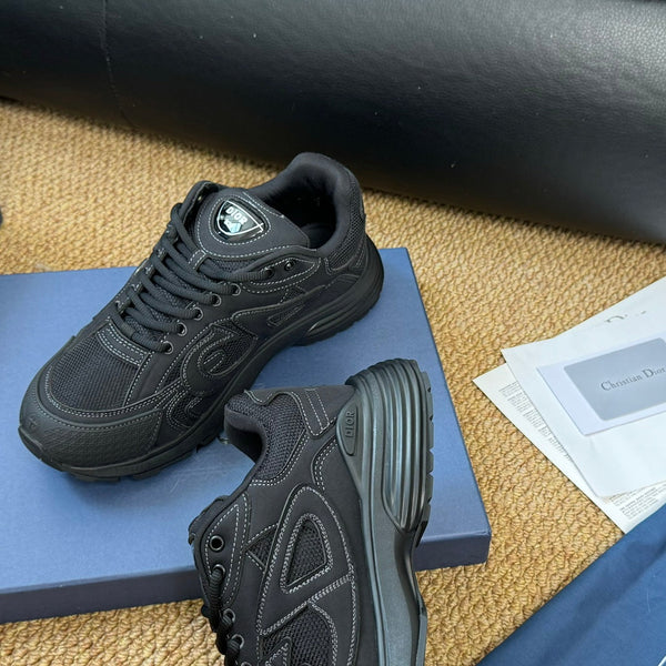 CD And Stone Island B30 Sneaker Black Cowhide And Polyester Mesh Fabric