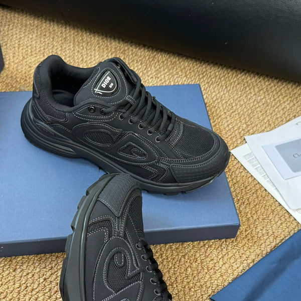 CD And Stone Island B30 Sneaker Black Cowhide And Polyester Mesh Fabric