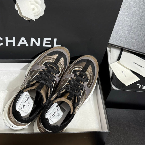 CC 25A Trainers Gold Black Grey Laminated Calfskin And Suede Calfskin 352116