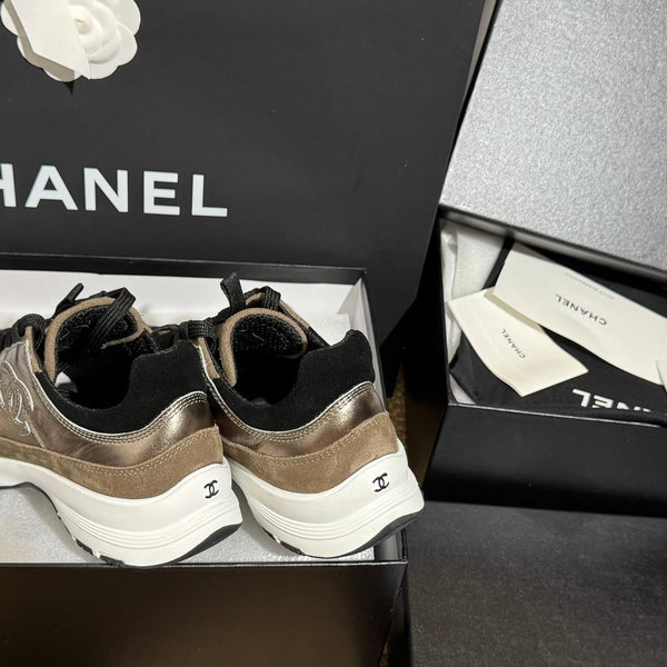 CC 25A Trainers Gold Black Grey Laminated Calfskin And Suede Calfskin 352116