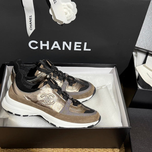 CC 25A Trainers Gold Black Grey Laminated Calfskin And Suede Calfskin 352116