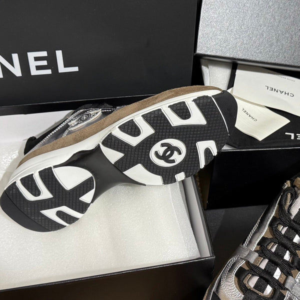 CC 25A Trainers Silver Black Brown Laminated Calfskin And Suede Calfskin352118