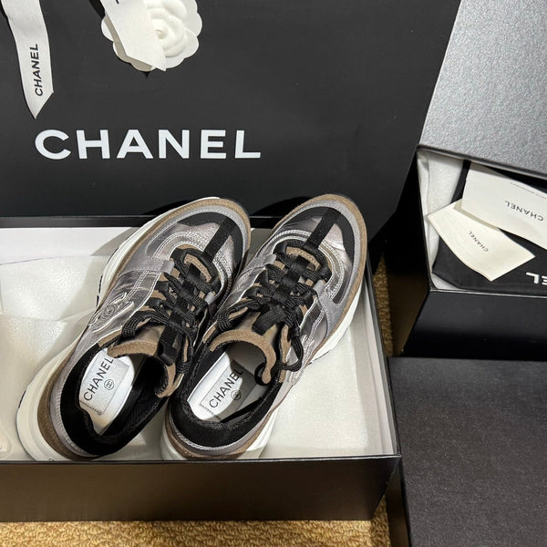 CC 25A Trainers Silver Black Brown Laminated Calfskin And Suede Calfskin352118