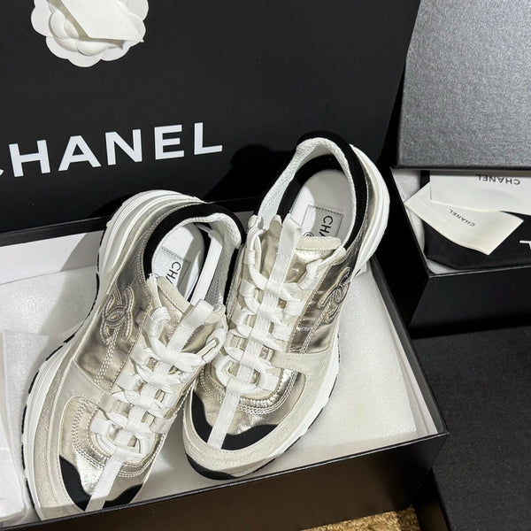 CC 25A Trainers Light Gold Black Cream Laminated Calfskin And Suede Calfskin 352120