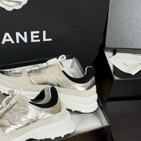 CC 25A Trainers Light Gold Black Cream Laminated Calfskin And Suede Calfskin 352120