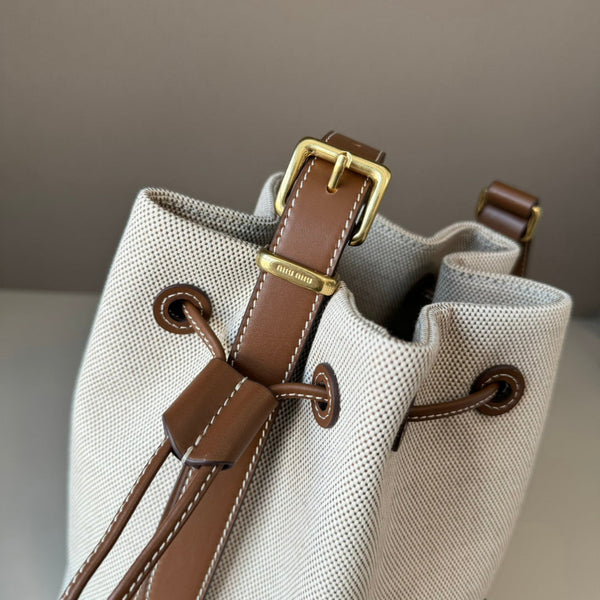 MiuMiu bucket bag 22.5cm white brown denim