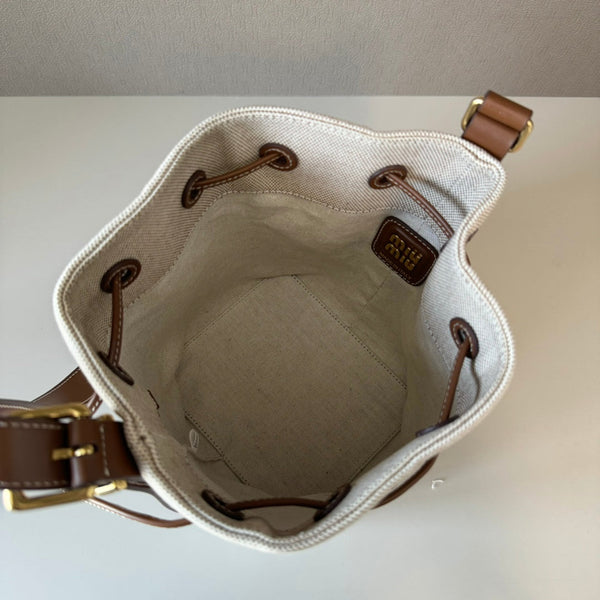 MiuMiu bucket bag 22.5cm white brown denim