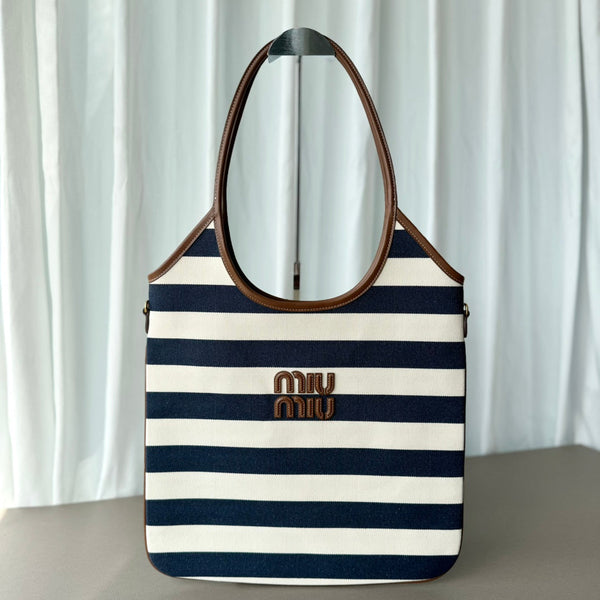 Miumiu Isetan tote hobo bag striped canvas
