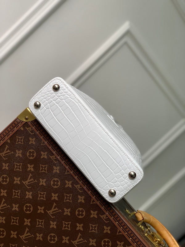 CAPUCINES BB 27 WHITE TAURILLON SILVER HARDWARE