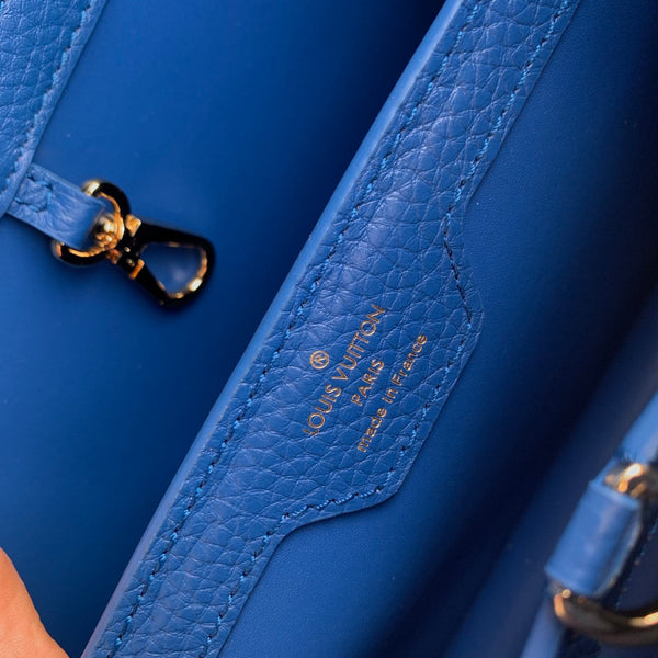 CAPUCINES BB 27 COBALT BLUE TAURILLON MOP GOLD HARDWARE