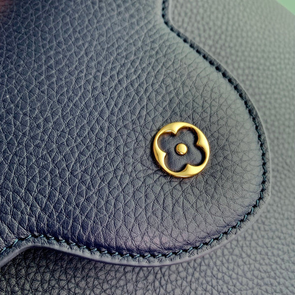 CAPUCINES MINI 21 DARK BLUE TAURILLON GOLD HARDWARE