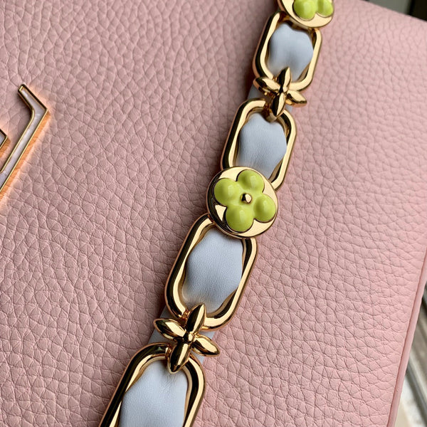 CAPUCINES BB 27 PINK TAURILLON TURQUOISE MOP GOLD HARDWARE