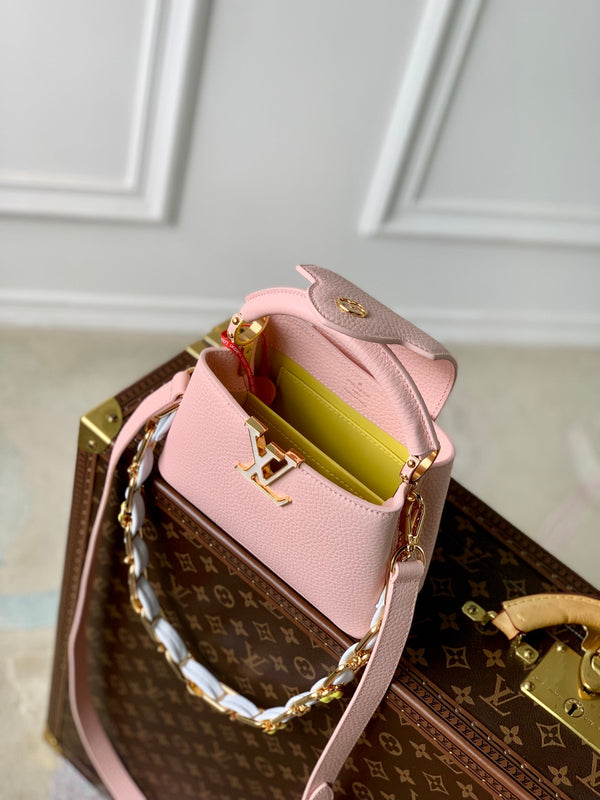 CAPUCINES MINI 21 PINK TAURILLON MOP GOLD HARDWARE