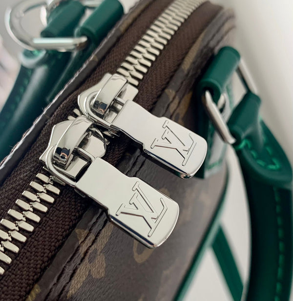 alma nano 18 monogram canvas pelle di vitello verde scuro