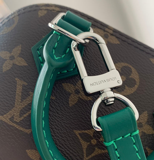 alma nano 18 monogram canvas pelle di vitello verde scuro