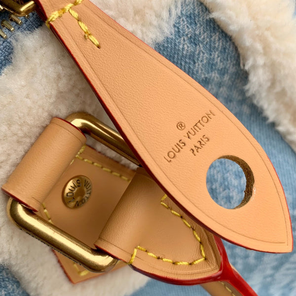 Lv Speedy 25 Bandouliere Beige Leather Denim Wool