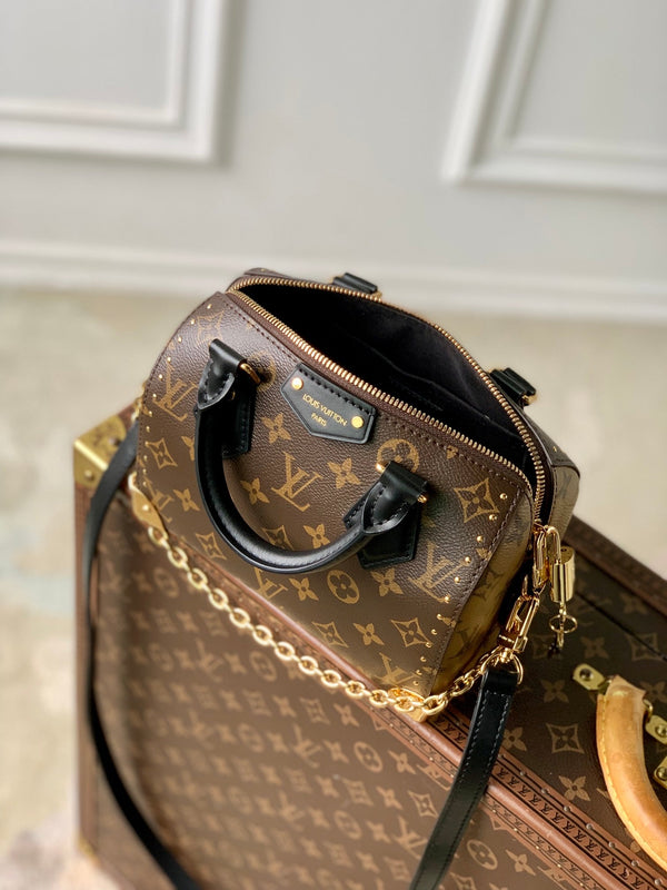 Lv Speedy Trunk 20 Nero Marrone Monogramma
