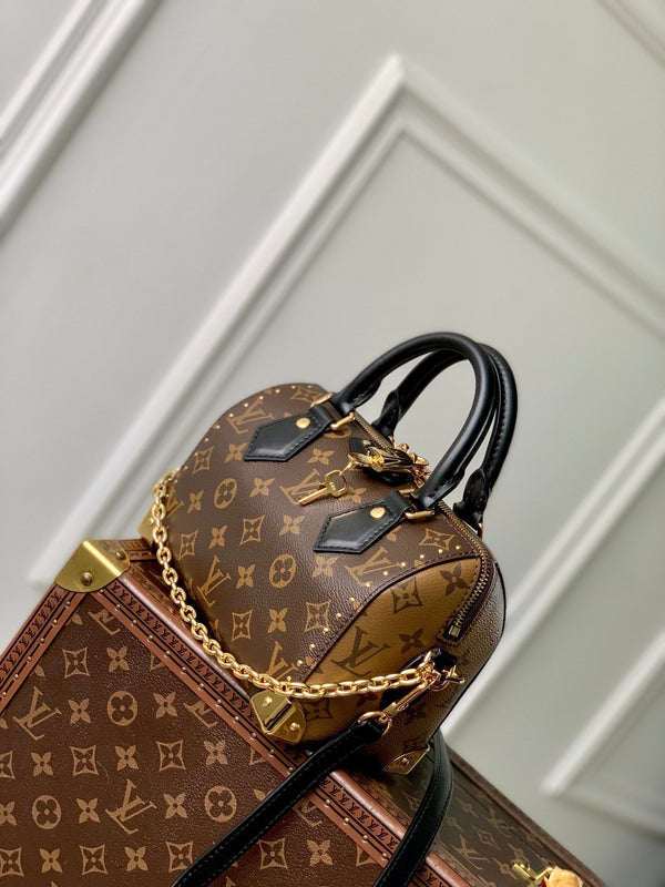 Lv Speedy Trunk 20 Nero Marrone Monogramma