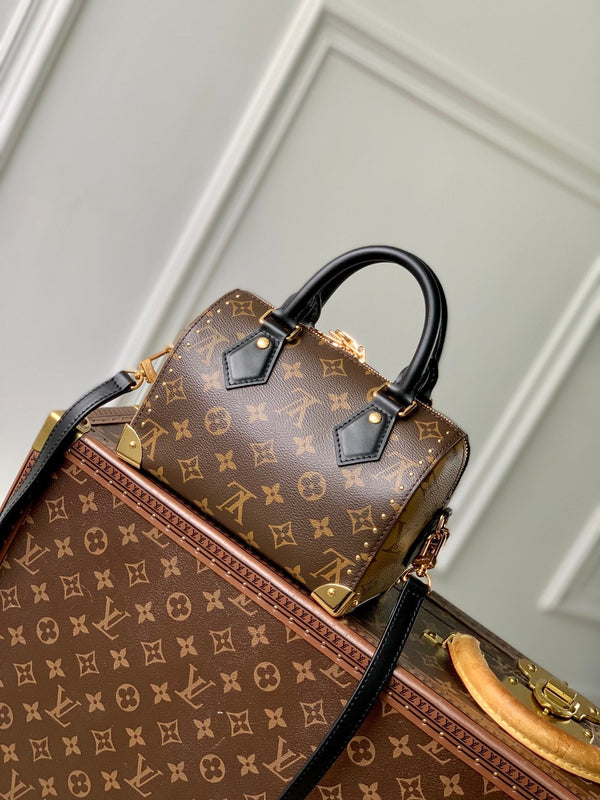 Lv Speedy Trunk 20 Nero Marrone Monogramma