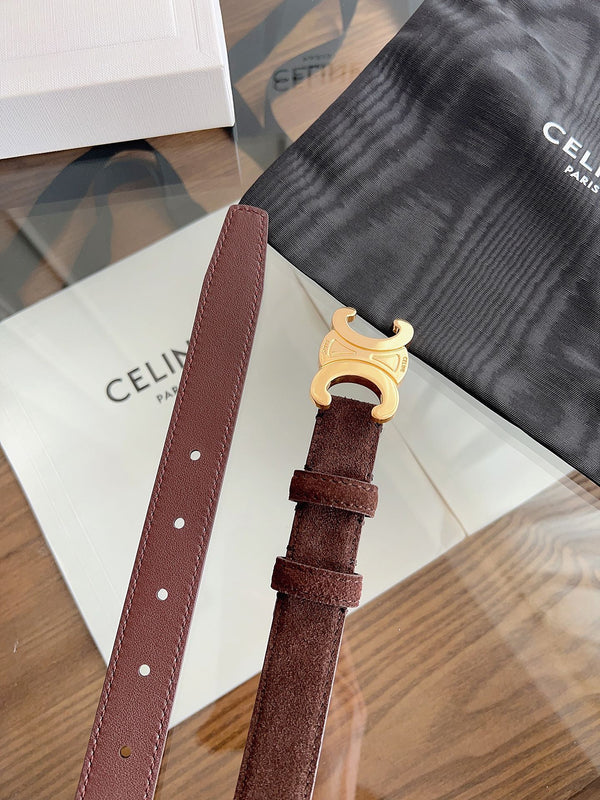 CL Gold 25mm Triomphe Brown Suede 616259